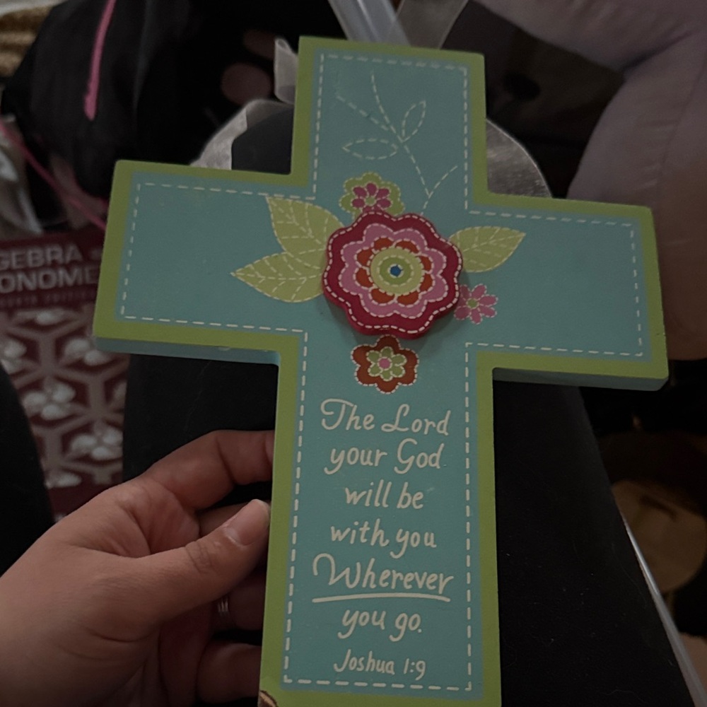 Hobby Lobby Blue and Green Floral Cross Wall Decor
